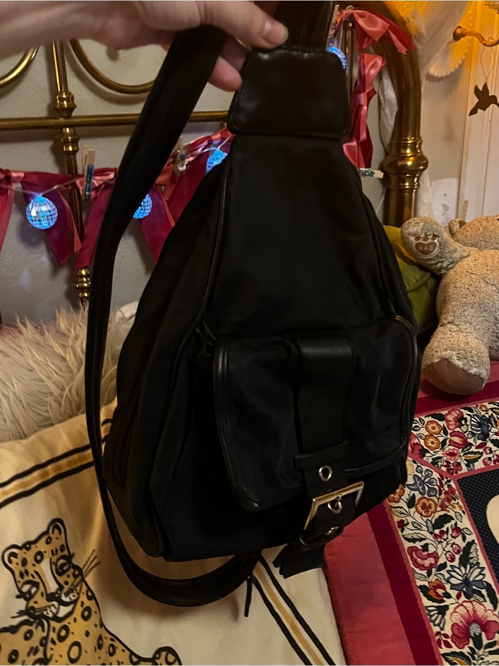 Nine West Black Convertable Sling Backpack - Classic Utility Bag
